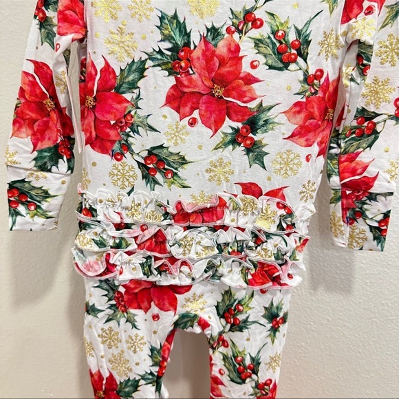 POSH PEANUT PP EMILIA CHRISTMAS XMAS HOLIDAY PAJAMA FOOTIE POINSETTIA BABY 6-9M - Picture 5 of 5